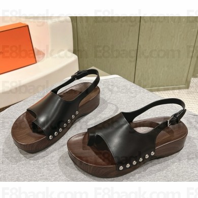 Hermes oran sandal in calfskin black 2025