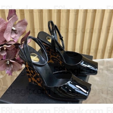 Saint Laurent la scandale wedges in patent leather BLACK heel 11cm 02 2025