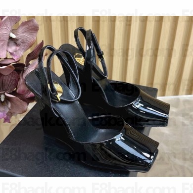 Saint Laurent la scandale wedges in patent leather BLACK heel 11cm 2025