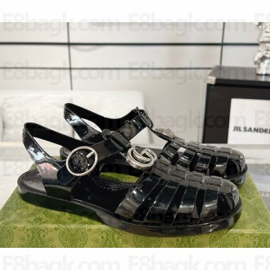 Gucci Women/Men Double G sandals black Silver-toned hardware 2025