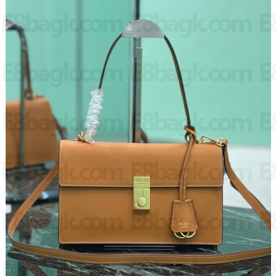 Prada softsound leather shoulder bag 1BN023 Caramel 2025