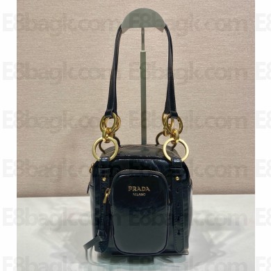 PRADA Dangle leather top-handle mini-bag 1BB137 black 2025