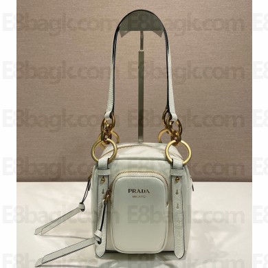 PRADA Dangle leather top-handle mini-bag 1BB137 white 2025