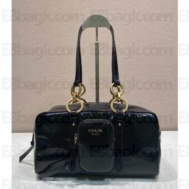 Prada Dangle medium leather top-handle bag 1BB138 black 2025