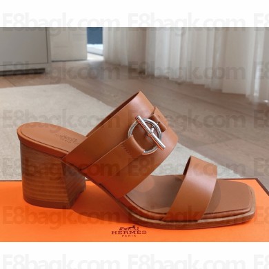 Hermes Kute 60 sandal in calfskin with signature Glenan buckle naturel 2025