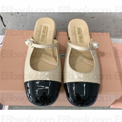 Miu Miu Patent leather mule beige/black 2025