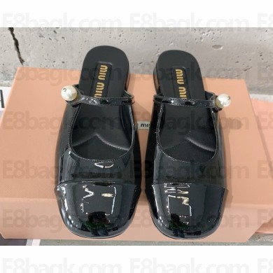 Miu Miu Patent leather mule black 2025