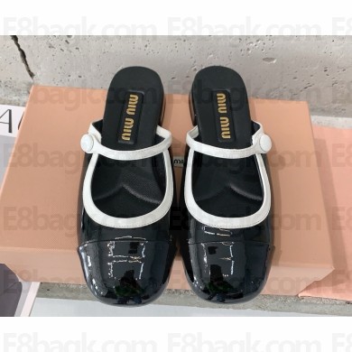 Miu Miu Patent leather mule black/white 2025ss