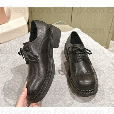 MIU MIU Leather lace-up shoes black 2025