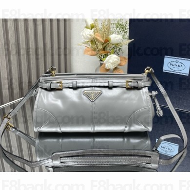 Prada Small leather shoulder bag 1BH215 silver 2025
