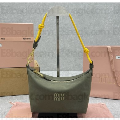 MIU MIU Gabardine pouch 5NE841 Olive Green/Yellow 2025