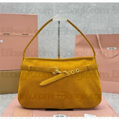MIU MIU Medium Aventure suede bag 5BC181 Whiskey 2025