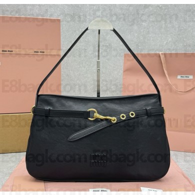 MIU MIU Medium Aventure nappa leather bag 5BC181 Black 2025