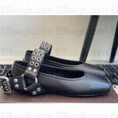 Alaïa BIKER BALLET FLATS IN CALFSKIN black 2025