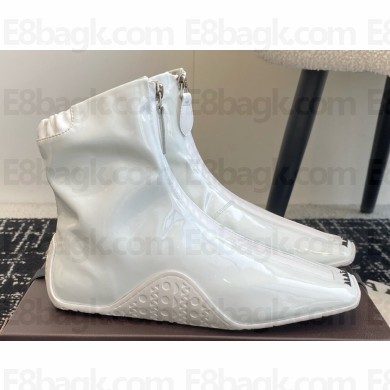 Alaïa Sneaker faux patent leather ankle boots white 2025