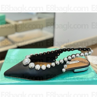 Aquazzura lambskin flat Slingback black 2025 
