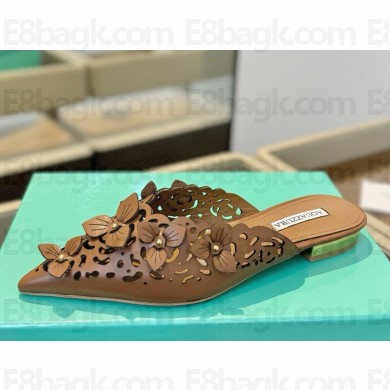 Aquazzura lambskin flat mule with flower decoration 02 2025 