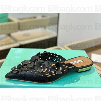 Aquazzura lambskin flat mule with flower decoration 01 2025 