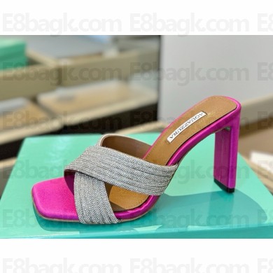 Aquazzura 105mm Scintilla Crystal mule Fuchsia 2025 