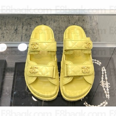 Chanel lambskin CC Logo Beach mule G35927 yellow 2025