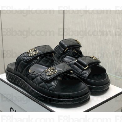 Chanel lambskin CC Logo Beach mule G35927 black 2025