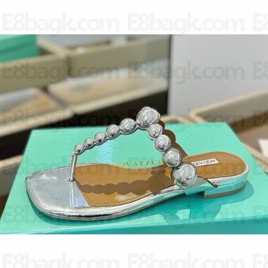 Aquazzura Maxi-tequila flat sandals silver 2025 