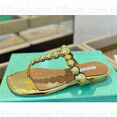 Aquazzura Maxi-tequila flat sandals gold 2025 