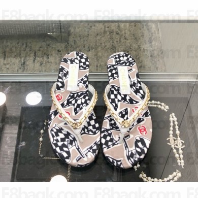 Chanel chain flip-flops flat white 2025