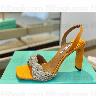Aquazzura 105mm Scintilla Crystal sandals yellow 2025 