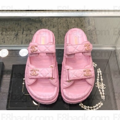 Chanel lambskin CC Logo Beach mule G35927 pink 2025