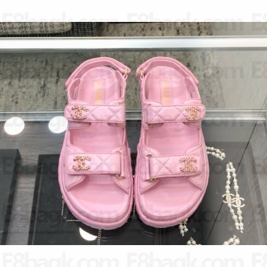 Chanel lambskin CC Logo Beach Sandals G35927 pink 2025