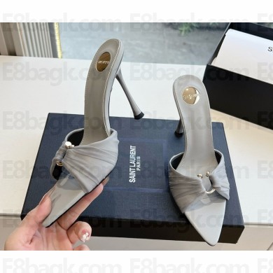Saint Laurent 110mm lola mules grey silk 2025 