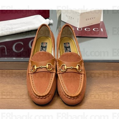 Gucci Women's Horsebit 1953 loafer 815526 light brown corduroy 2025