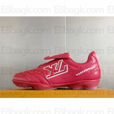 Louis Vuitton women/men 1AHDOU LV Footprint Soccer Sneaker red Plain calf leather 2025