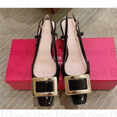 Roger Vivier Belle Vivier Covered Buckle Slingback Pumps in Patent Leather black heel 4.5cm 2025