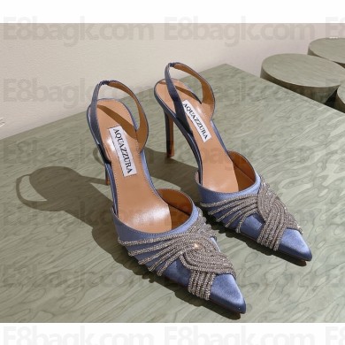 Aquazzura Gatsby heel 6.5cm/10cm crystal-embellished pumps sky blue 2025