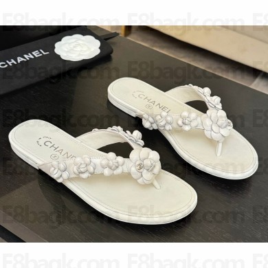 Chanel flat Camellia flip-flops white 2025