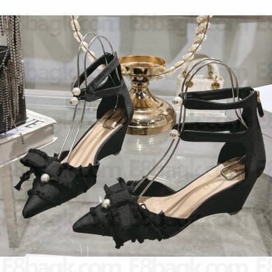 DIOR Adiorable Wedge Pump Black Fringed Grosgrain heel 6.5cm 2025