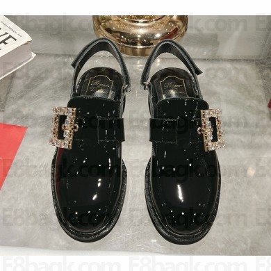 Roger Vivier Viv' winter Strass Buckle Slingback in Patent leather black 2025