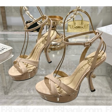 Dior Tribales Heeled Sandal beige patent leather heel 11cm 2025