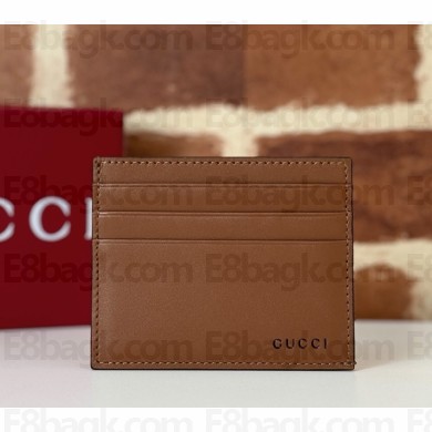 GUCCI GG Emblem embossed card case 818952 Brown smooth leather 2025