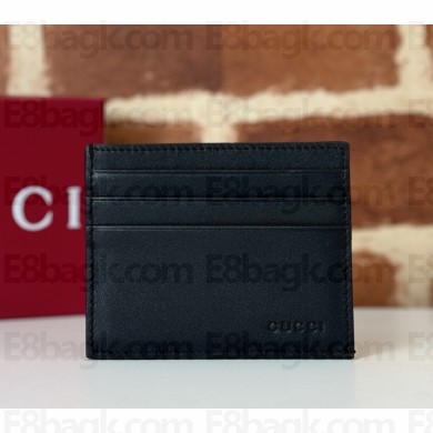 GUCCI GG Emblem embossed card case 818952 Black smooth leather 2025