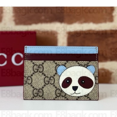 GUCCI Bi-color GG card case with panda detail Beige and dark brown new GG Monogram coated fabric 818769 2025