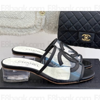 Chanel Double C leather and PVC slipper black 2025