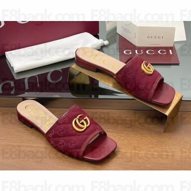 Gucci GG Matelassé Slide Sandals in Canvas red 2025