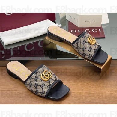 Gucci GG Matelassé Slide Sandals in Canvas black and black GG canvas 2025