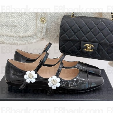 Chanel Camellia Patent Calf Leather Mary Janes black 2025
