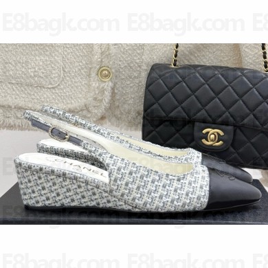 Chanel Slingbacks Cotton knit & Lambskin White & Black G46376 2025