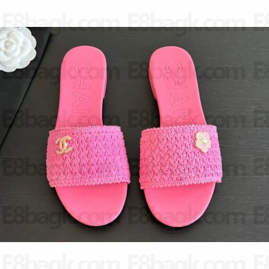 Chanel flat knit slipper rose pink 0217-2025