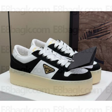Prada flatform suede and leather sneakers with metal triangle logo -05 2025